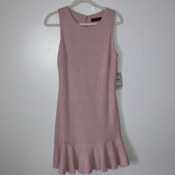 Ivanka Trump Jacquard Floral Blush Dress Rose Gold Zipper Womens Sz 10 NWT - Picture 1 of 8